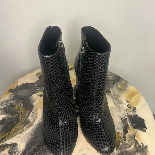 Raye Revolve Shore Snakeskin Leather Bootie Black