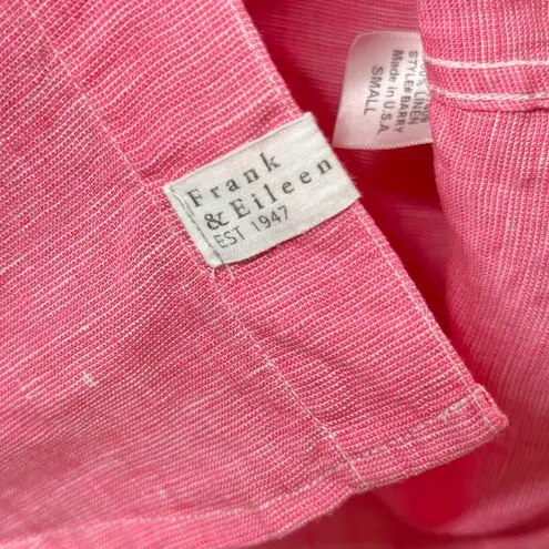 Frank & Eileen 100% Linen Barry Button Front Long Sleeve Shirt Pink Size Small - Image 10