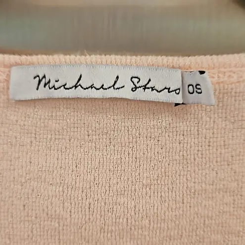 Michael Stars 💕💕 Cari V-Neck Shimmer Shine Tee ~ Rose Light Pink One Size NWOT