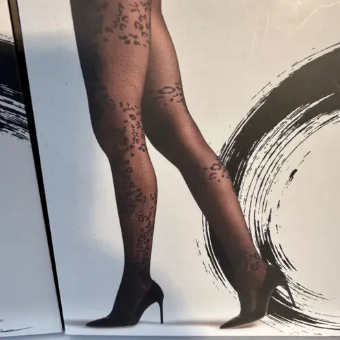 Natori Leopard Mix Sheer Tights Black Size Medium