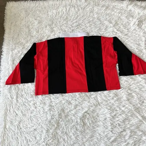 PSK Collective Women's Cropped Rugby Shirt in Vertical Red size 2XL