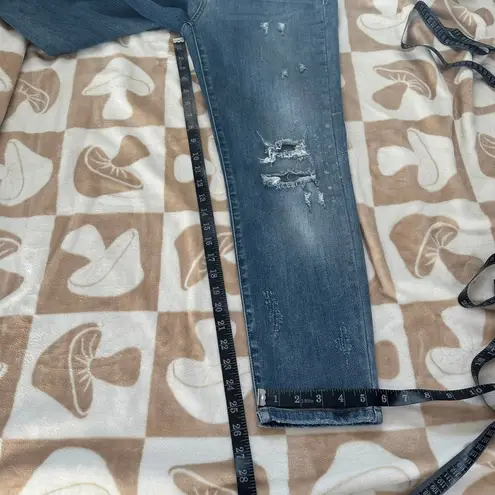 Judy Blue Relaxed Fit High Rise Distressed Denim Jeans Bleach Splattered 15/32