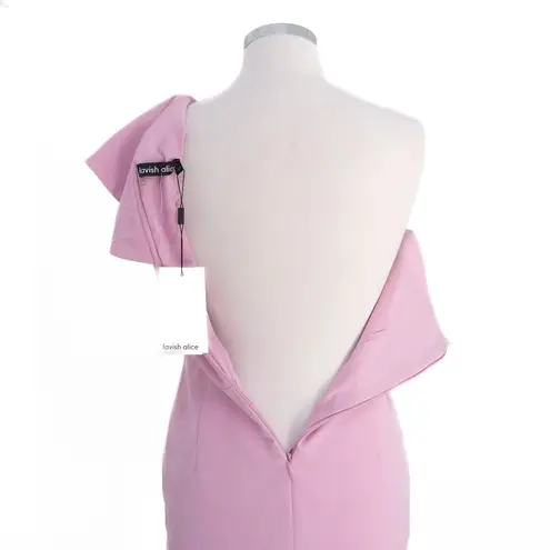 Lavish Lice Lavish Alice -Scuba Midi Dress with Corset Bodice & Dramatic One-Shoulder Ruffle