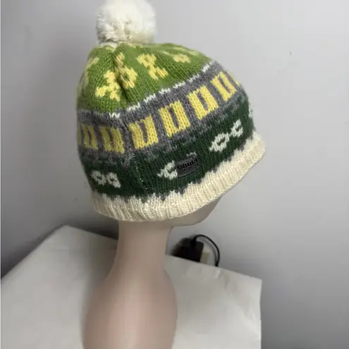 Bula Fair Isle Lambswool Pom Beanie with Fleece Ear Band Green