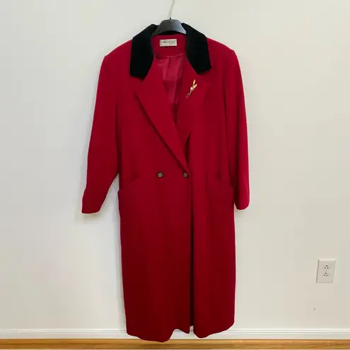Vintage Forecaster of Boston Red Wool Overcoat 1990s Pin, Black Velvet C… Size 16
