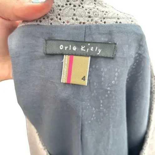 Orla Kiely Gray Eyelet Lace Two Piece Skirt Suit Set Size 4