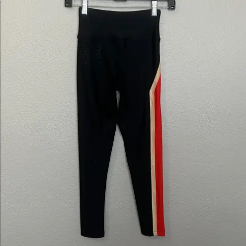PE Nation Multicolor Striped Black Athletic Leggings Size XS