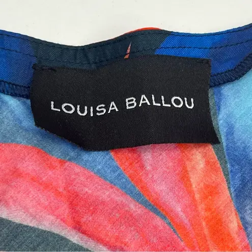 Louisa Ballou Mini Ring Caftan Long Sleeve Swim Cover Large Blue Red *TINY FLAW*