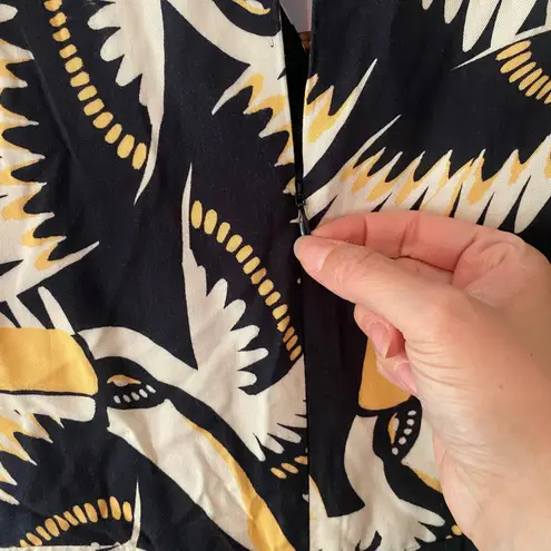 Farm Rio Anthropologie Black White Toucan Short Sleeve Jumpsuit One Piece XS