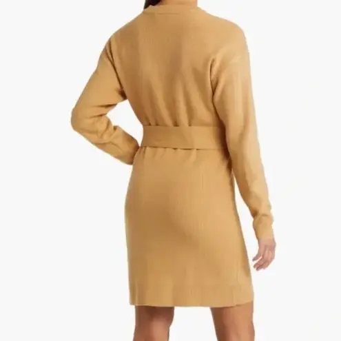 Charles Henry NEW  Long Sleeve Belted Mini Sweater Dress in Camel - size M