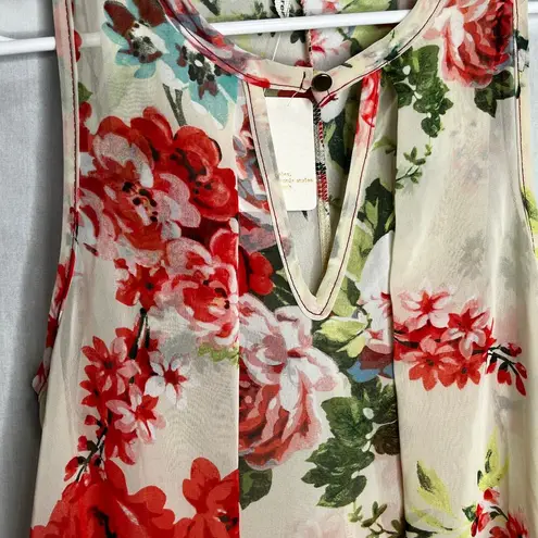 Orange Creek Sheer Keyhole Sleeveless Floral Blouse Shirt New S