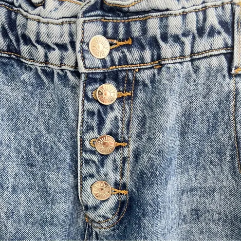 BluIvy Light Blue Acid Wash Paperbag Waist Elastic Cuff Jogger Jeans Medium