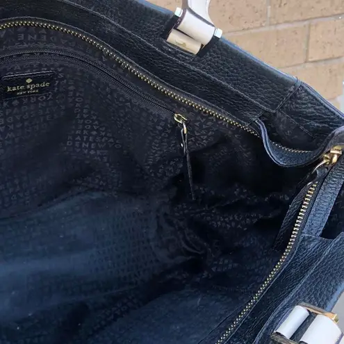 $498 Kate Spade Houston Street Exotic Leather Demarco Bag LARGE Tote Shoulder Hand Purse Satchel Black White Colorblock Great for school, work, university. Can fit most laptops & books Measurement in pics - Image 3