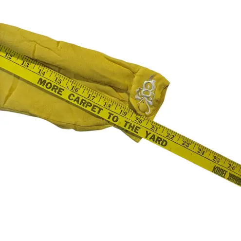 Bob Mackie Yellow Silk Embroidered Cutout Long Sleeve Button Up Shirt Top XS