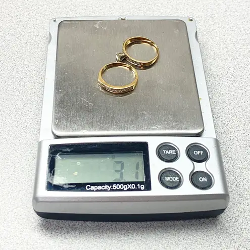 14K Gold Diamond Wedding Ring Set Sz 5 Engagement Band Bridal Stacking Ring