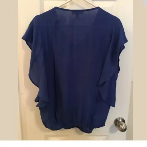 Dress Barn  Beaded Royal Blue Shirt, Short Sleeve