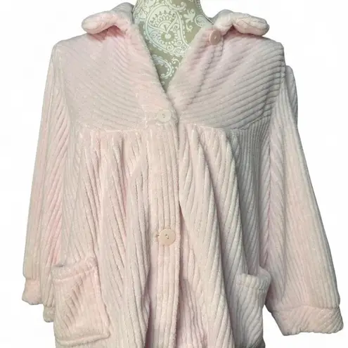 Collections Etc Pastel Pink Velour Lounge Jacket Oversized Cozy Soft Girly M Size M