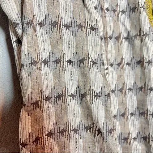 Sigrid Olsen Tunic Blouse Mini Dress Linen Size 1X Gray Tan Yellow Pattern