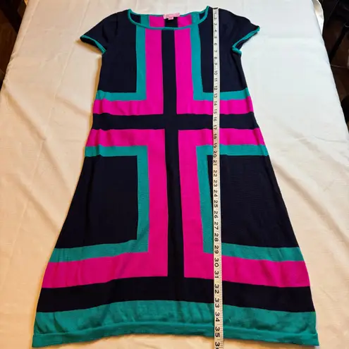 Lilly Pulitzer  Sweater Dress Isabella Knit  Colorblock Navy Pink Teal Women Sz M