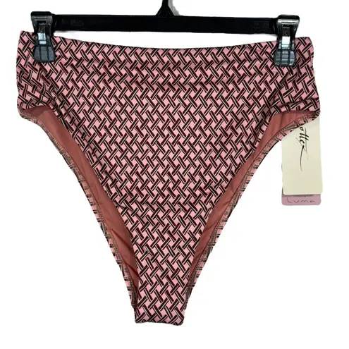 Gottex SZ 12 Luma Retro Bikini Swim Bottoms High-Waist Stretch Lined Geometric