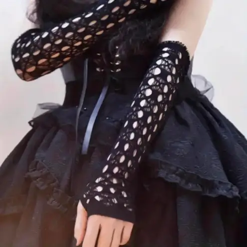 Black Hollow Out, Elegant Decorative Arm Cover, Leisure Style Fingerless Sleeves