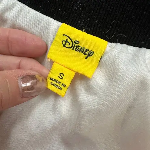Disney White Faux Fur Mickey Bomber Jacket Coat Size Small