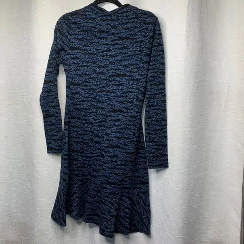 Whistles tiger leopard blue lippy animal print long sleeves dress size 6 US