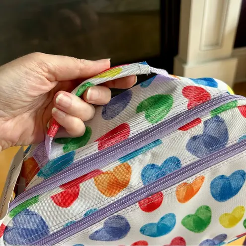 Travelers Club HEARTS Insulated Lunch Cooler Bag, Rainbow, White, Purple, 10 in White