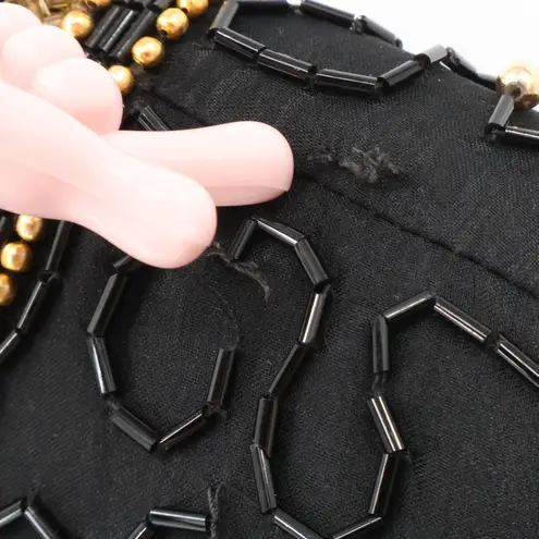 Laurence Kazar Vintage Silk Beaded Party Blouse Top Womens Holiday Evening PXL