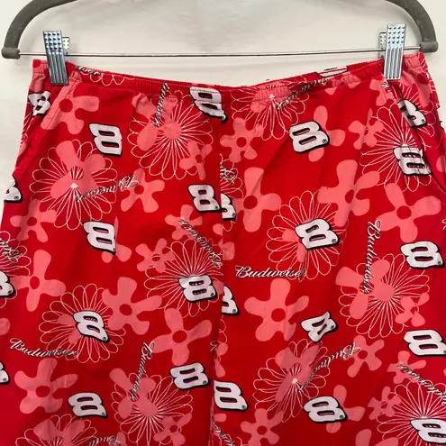 Vtg Y2K NASCAR Dale Earnhardt Jr Womens Lounge Pants Sz M Budweiser Floral #8 Red Size M