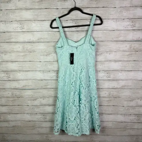 Lulus Divine Beauty Mint Blue Lace Midi Dress With Pockets Size Medium