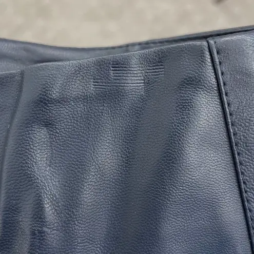 Very J New Faux Leather Asymmetric Zip Front Slit Skirt Blue Grey