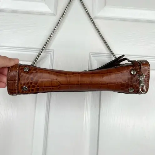 Michael Kors MICHAEL  Brown Crocodile Embossed Shoulder Bag Chain Strap Purse