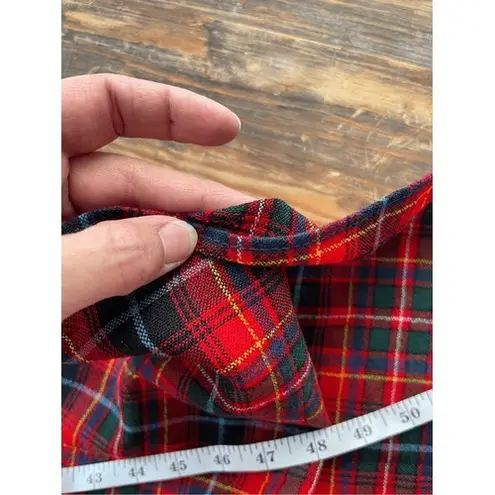 Vintage Scotland Pure Wool Tartan Plaid Scarf Red Fringe 58" x 10" Winter Wrap