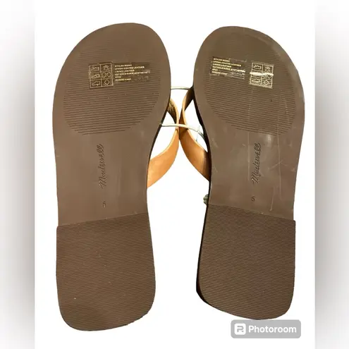 Madewell  The Gabi Thong Slide Sandal leather tan women’s Size 6 NWT