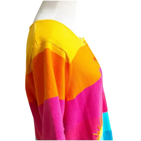 The Quacker Factory Beach Cardigan Short Sleeve Women Large Sun Sequin Beaded