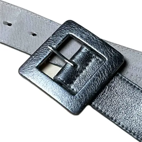 Leatheroc metallic silver leather belt