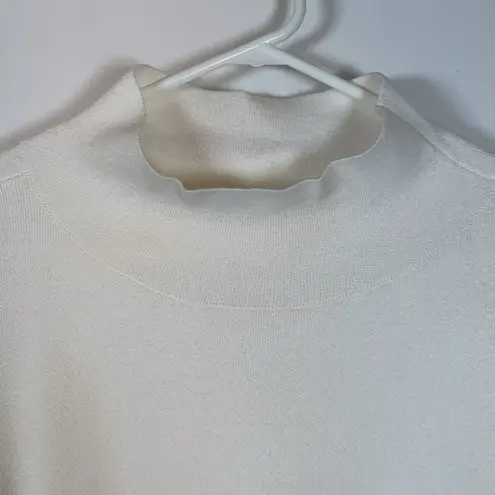 Anthropologie Maeve  White Mockneck Viscose Polyester Nylon Sweater Small GUC