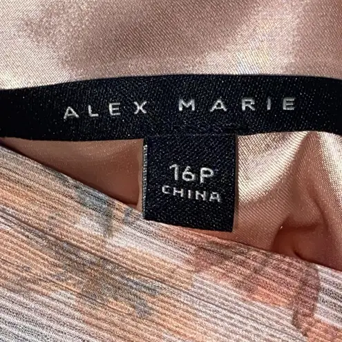 Alex Marie WO SIZE 16P ONE SHOULDER DRESS PEACHY FLORAL DESIGN LINED PLEATED EUC