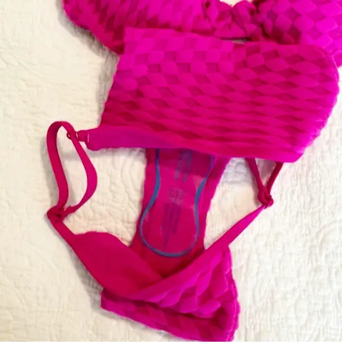 Good American  Pink Jacquard Bikini Set Demi Cup Size 2 Medium M NWT