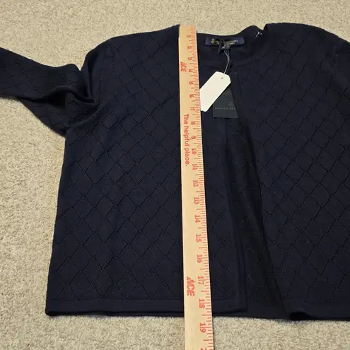 Brooks Brothers Women's Merino Wool Diamond Knit Cardigan Sweater Navy M NWT