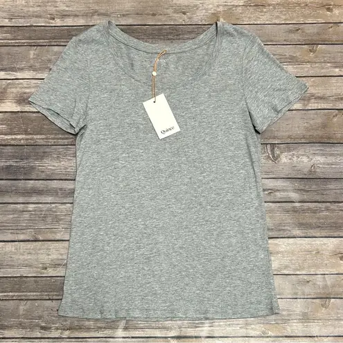 Quince Heather Grey Scoop Neck Short Sleeve Modal Cotton Blend T Shirt Small New