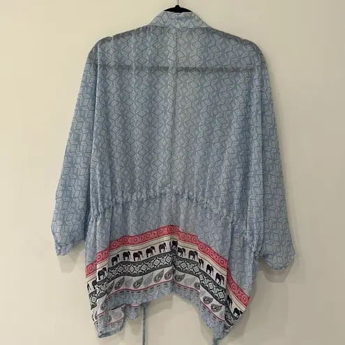Time And Tru Blue Sheer Kimono/Coverup Kimono/Robe Elephant One Size
