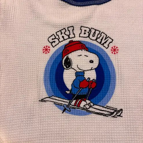 Peanuts by Doe Vintage Womens Large Y2K Snoopy Ski Bum White Thermal Shirt