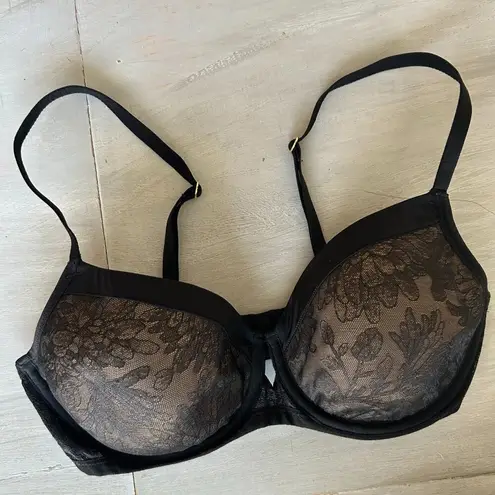 Soma Lightly Lined Perfect Coverage Bra Black Lace Overlay Size 34D - Image 3