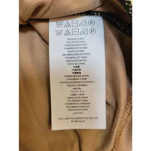 Michael Kors  Size LP (Large Petite) Metallic Gold Stripes on Black Long Sleeve B