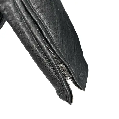 JKT Vegan Black Faux Leather Moto Biker Jacket Shearling Collar Women’s M Size M