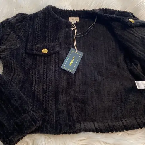 1.4.3. Story by Line Up Black and Gold Teddy Jacket size S length 20” bust 34”