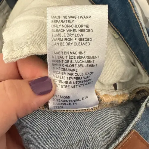 ABLE The High Rise Jeans Medium Wash Size 29 Distressed Ankle Vintage Wash Blue