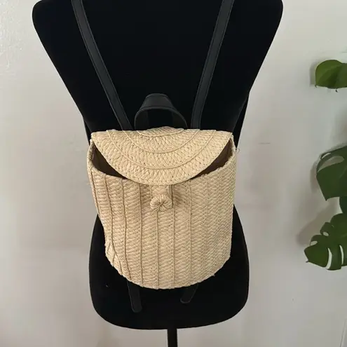 A New Day Straw Basket Backpack - Natural  NWOT